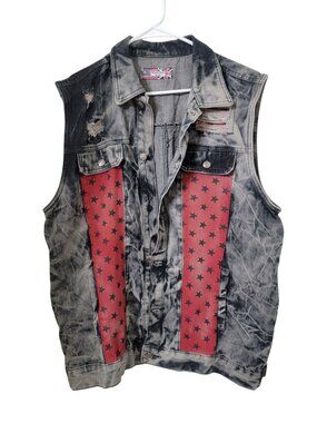Vintage & Denim GS-115 Size XL Distressed Denim Vest, New Without Tags